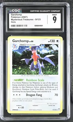 CGC 9 MINT Garchomp 2007 Mysterious Treasures 9/123 Holo Pokemon Card - Image 1