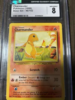 Pokemon TCG Charmander 46/102 Base Set Graded Pokemon Card CGC 8 Mint WOTC 1999 - Image 2