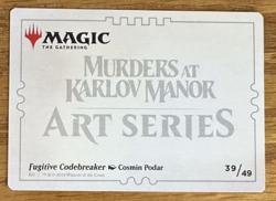 MTG Murders At Karlov Manor Art Card, Fugitive Codebreaker 39/49 Gold Signature - Image 2