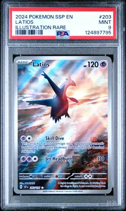 Latios Illustration Rare Pokemon Ssp En-Surging Sparks 203 NM PSA 9 - Image 1