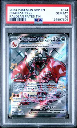 Charizard Ex Paldean Fates Tin Pokemon Svp En-Sv Black Star Promo 074 NM PSA 10 - Image 1