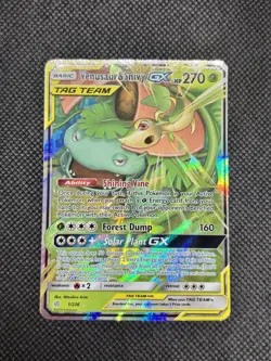 Venusaur & Snivy GX 1/236 Tag Team Cosmic Eclipse Holo Ultra Rare Pokemon Card - Image 1