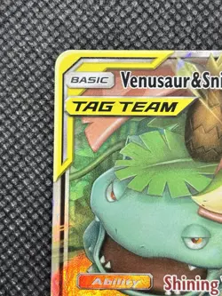 Venusaur & Snivy GX 1/236 Tag Team Cosmic Eclipse Holo Ultra Rare Pokemon Card - Image 2