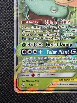 Venusaur & Snivy GX 1/236 Tag Team Cosmic Eclipse Holo Ultra Rare Pokemon Card - Image 5