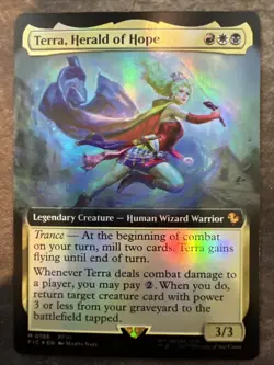 Terra Herald of Hope Borderless Card 186 MTG Commander, Final Fanta Mythic Foil - Image 1
