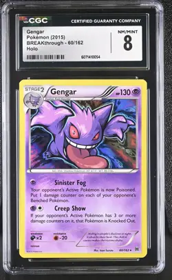 CGC 8 Gengar 2015 BREAKthrough 60/162 Holo Pokemon Card - Image 1
