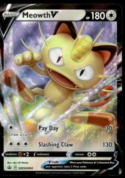 Pokemon TCG SWSH: Sword & Shield Promo Cards #SWSH004 Meowth V NM - Image 1