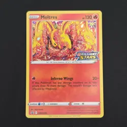 Pokemon TCG Card Moltres SWSH185 Brilliant Stars Pre-Release Promo - NM - Image 1