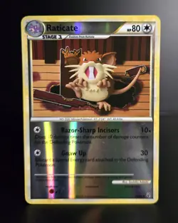 Pokemon TCG - RATICATE - 34/90 - REVERSE HOLO - HGSS: UNDAUNTED (2010) - MP - Image 1