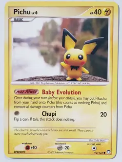 Pichu 93/123 LP - Yuka Morii Clay Art Mysterious Treasures Pokemon Card - Image 1