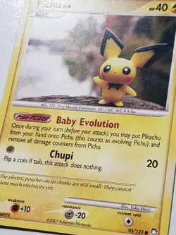 Pichu 93/123 LP - Yuka Morii Clay Art Mysterious Treasures Pokemon Card - Image 2