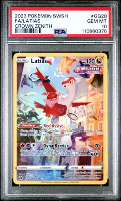 2023 POKEMON SWORD & SHIELD CROWN ZENITH #GG20 FULL ART/LATIAS PSA 10 - Image 1