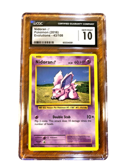 Nidoran Regular Common #43 - CGC GEM MINT 10 - 2016 XY Evolutions - Pokemon TCG - Image 1