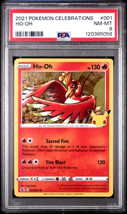 2021 POKEMON CELEBRATIONS #001 HO-OH PSA 8 - Image 1
