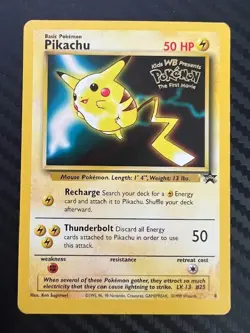 Pokemon TCG Pikachu Black Star Promo No. 4 WB Kids Movie Stamp LP/MP - Image 1