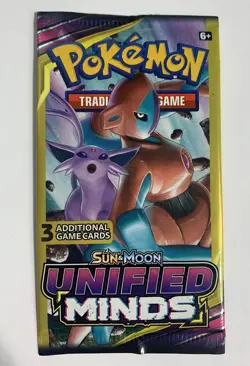 Pokemon Sun & Moon Unified Minds | 3 Card Mini Booster Pack Factory Sealed - Image 1
