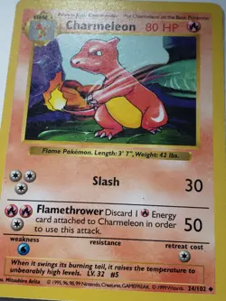 SHADOWLESS Charmeleon 24/102 PL / LP 1999 Base Set Pokemon Card Mitsuhiro Arita - Image 2