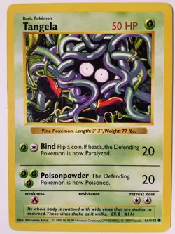 SHADOWLESS Tangela 66/102 LP - 1999 Base Pokemon Card $2 Combined Shipping - Image 1