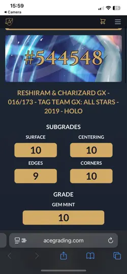 ACE 10 Reshiram & Charizard GX 016/173 Japanese Pokemon Card Tag Team GEM MINT - Image 3