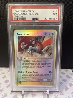 PSA 7 Salamence 19/97 Reverse Holo Foil Ex Dragon Pokemon Card - Image 1