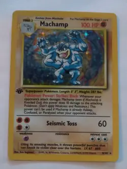 Machamp Pokemon Card 100 HP Base Set 1st Edition Holo Rare - Image 1