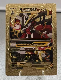 Pokemon Mega Lucario EX 690hp Gold Foil Fan Art Collector Card TCG - Image 1