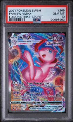2021 POKEMON SWORD & SHIELD FUSION STRIKE SECRET #269 FULL ART/MEW VMAX PSA 10 - Image 1