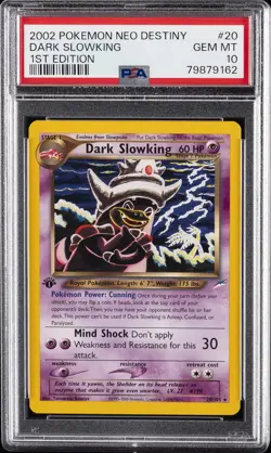 2002 POKEMON NEO DESTINY 1ST ED #20 DARK SLOWKING PSA 10 - Image 1