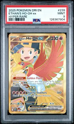 2025 POKEMON DRI EN-DESTINED RIVALS HYPER RARE #239 ETHAN'S HO-OH EX PSA 9 - Image 1