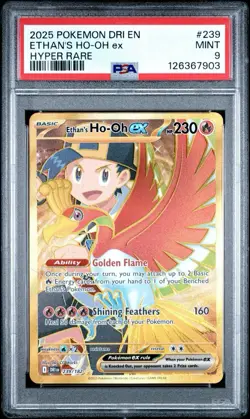 2025 POKEMON DRI EN-DESTINED RIVALS HYPER RARE #239 ETHAN'S HO-OH EX PSA 9 - Image 2