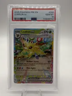 2025 POKEMON PRE EN-PRISMATIC EVOLUTIONS #006 LEAFEON EX PSA 10 - Image 1