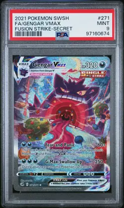 2021 POKEMON SWORD & SHIELD FUSION STRIKE SECRET #271 FULL ART/GENGAR VMAX PSA 9 - Image 1