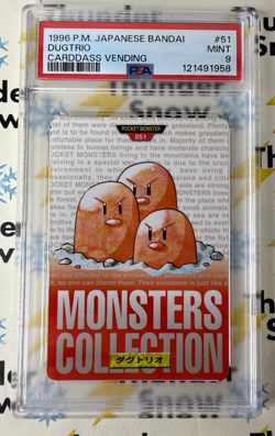 ⚡❄ 1996 Pokemon Japanese Bandai Carddass Vending #51 Dugtrio PSA 9 - Image 1