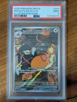 Team Rocket’s Raticate 202/182 Illustration Rare Pokemon Destined Rivals PSA 9 - Image 1