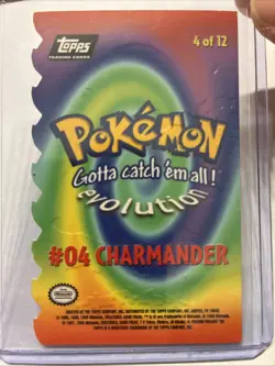 CHARMANDER #04 TOPPS EMBOSSED DIE-CUT POKEMON 1999 - Image 2
