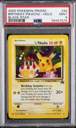 2000 POKEMON PROMO BLACK STAR #24 BIRTHDAY PIKACHU-HOLO PSA 9 - Image 1