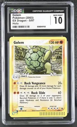 CGC 10 GEM MINT Golem 2003 EX Dragon 5/97 Holo Pokemon Card - Image 1