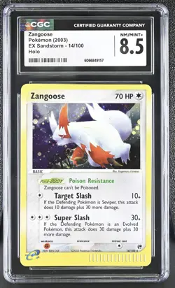 CGC 8.5 Zangoose 2003 EX Sandstorm 14/100 Holo Pokemon Card - Image 1