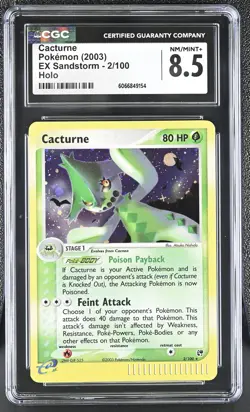 CGC 8.5 Cacturne 2003 EX Sandstorm 2/100 Holo Pokemon Card - Image 1