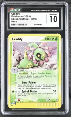 CGC 10 GEM MINT Cradily 2003 EX Sandstorm 3/100 Holo Pokemon Card - Image 1