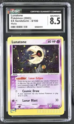 CGC 8.5 Lunatone 2003 EX Sandstorm 8/100 Holo Pokemon Card - Image 1