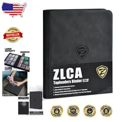 Black Toploader Binder, Max Protection 9-Pocket 3x4 Trading Card Album w/ Zipper - Image 1