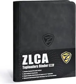 Black Toploader Binder, Max Protection 9-Pocket 3x4 Trading Card Album w/ Zipper - Image 3