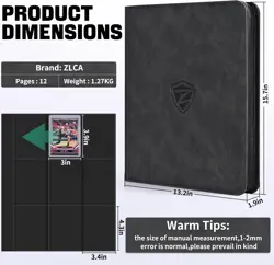 Black Toploader Binder, Max Protection 9-Pocket 3x4 Trading Card Album w/ Zipper - Image 4