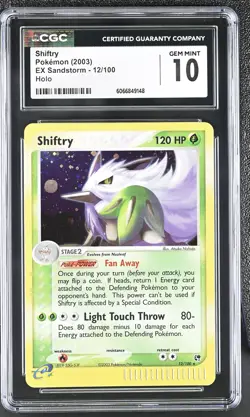 CGC 10 GEM MINT Shiftry 2003 EX Sandstorm 12/100 Holo Pokemon Card - Image 1