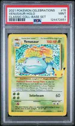 PSA 9 MINT Venusaur Holo Pokemon Card Celebrations Classic Collection 15/102 - Image 1