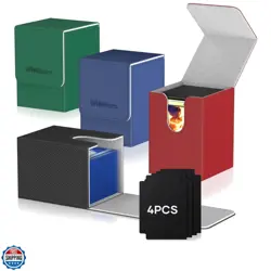 4 Pack Card Deck Box, Commander Deck Box Holds 400+ Single Sleeved Cards with... - Image 1