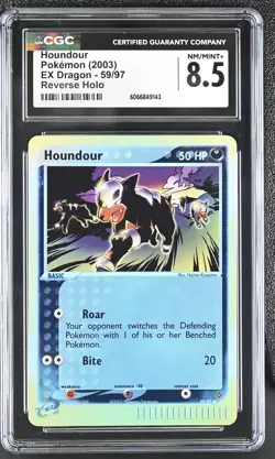 CGC 8.5 Houndour 2003 EX Dragon 59/97 Reverse Holo Pokemon Card - Image 1