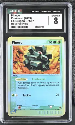 CGC 8 Pineco 2003 EX Dragon 71/97 Reverse Holo Pokemon Card - Image 1