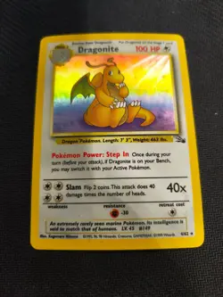 Dragonite 4/62 Fossil Holo Rare Pokemon Card Vintage Collection - Image 1